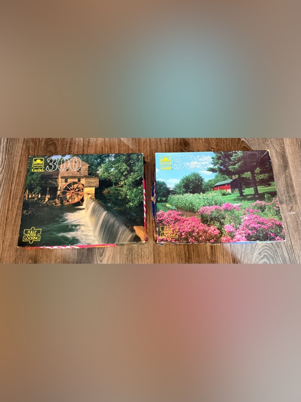 2 puzzles- Spring Blooms 500-Piece and Waterfall 300-Piece